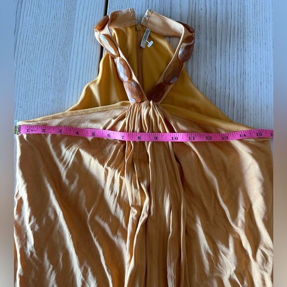 Badgley Mischka Silk Jewel A line halter in gold - Small - Picture 8 of 9